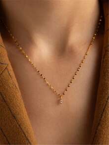 Dây chuyền nhiều lớp gồm 2 mặt dây chuyền đá Zirconia hình mắt ngựa dành cho nữ, thích hợp cho sử dụng hàng ngày, dự tiệc và du lịch. - Vàng - Xem 4