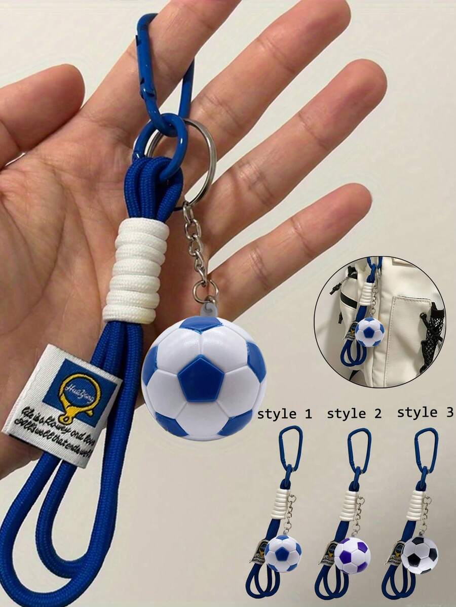 一套时尚合金足球钥匙扣，球绳设计，排球配件 - 非常适合挂在背包、运动包、车钥匙、钱包上，是送给运动爱好者和收藏家的完美礼物，适合日常、办公和旅行，可装饰包包，是返校季、生日、圣诞节、复活节、毕业季等节日的理想礼物。