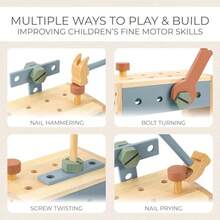 Durable Wooden Tool Set For Toddlers - Montessori Tool Box Kit With Hammer For Boys Girls 2-5 Years - Fun Christmas Toy Gift For With 30+  Tools For Creative Play - As Pic - View 6
