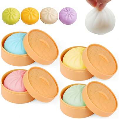 POKOJA LAND 10/5pcs Squishable Food Stress Relief Toys: Colorful Mini Bread Squeeze Balls, Slow Rebound Anti-Stress Gadgets, Realistic Bread Dough Balls, Stretchable Sensory Desktop Toys, Relieve Anxiety, Office Relaxation, Home Decor | Best Gift For Family And Friends (1pc Per Set)