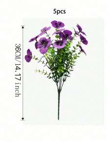 1/4/8pcs Artificial Silk Flowers, Suitable For Outdoor Use, UV Resistant, Purple-Red Fake Flowers, Applicable For Outdoor Planters, Garden, Balcony, Home, Office, Bedroom, Living Room, Valentine's Day, Birthday Decoration - Multicolor - View 18