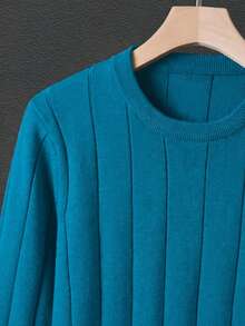 ALTZTAR Men's Casual Ribbed Knit Sweater, Round Neck, Minimalist & Fashionable For Daily Wear - Mint Blue - View 3