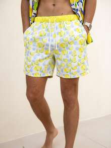 男士休闲水果印花沙滩短裤 - 彩色 - 查看 5