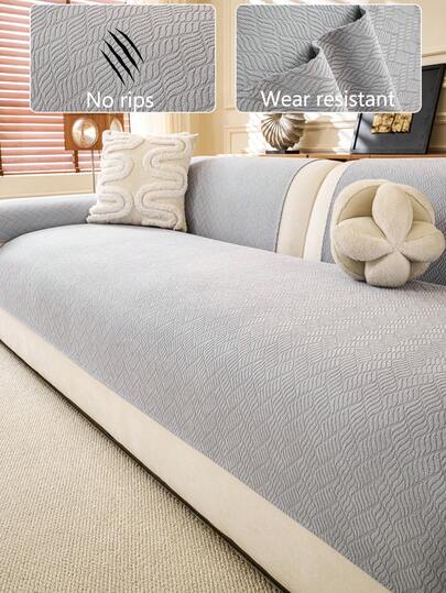 1pc Comfortable Chenille Sofa Cushion Cover, All-Season Universal Sofa Seat Protector, Modern Minimalist Non-Slip Washable Sofa Slipcover, Dust-Proof, Pet-Friendly, Soft, Fade-Resistant, Suitable For Bedroom, Office, Living Room, L-Shaped Sofa And 1/2/3/4-Seater Sofa