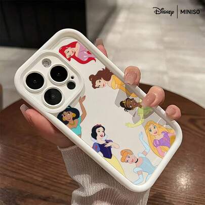 Miniso Funda de teléfono con diseño de ola de grupo de princesas Disney, adecuada para iPhone 17/17 Pro/17 Pro Max/17 Air/16/15/14/13/12/11/X Series, Funda iPhone 17 Pro Max, Funda iPhone 17 Pro, Funda iPhone 17, regalos navideños para la novia