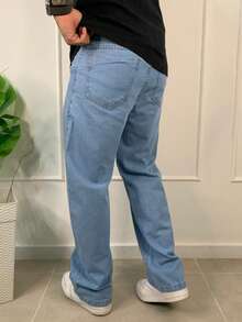 Men's Oversized Wide Leg Balloon Jeans Without Elastane - Blue Sky - View 6