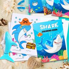 Shark DIY Coloring Book - Cartoon Doodle And Painting Book, Suitable For Birthday Parties And Spring Activities, Parent-Child Interactive Fun, Suitable For Back To School Season, Perfect Gift For Young People Who Love Ocean Exploration And Creative Learning - Multicolor - View 4