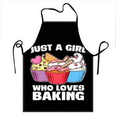 1pc Donut Print Apron - "Just A Girl Who Loves To Bake" Design, With Colorful Cakes And Pastries, Ideal For Kitchen, Party And Home Cooking, Durable Apron | Fun Design
