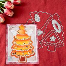 创意圣诞树模具，DIY剪贴簿相册和压花模板，贺卡制作工具，卡片纸切割工艺品，礼品卡制作模板模切。 - 銀色 - 查看 5