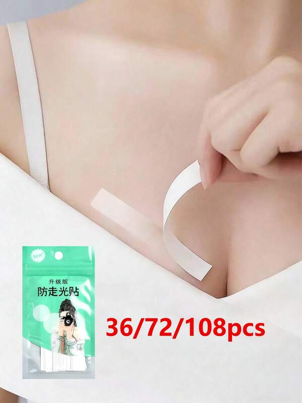 10/36/72/108/360 piezas Cinta adhesiva transparente de doble cara para mujeres, cinta invisible sin rastro para realce del busto, pegamento fuerte para ropa, accesorios antideslizantes para ropa, tiras de fijación anti-destello para vestidos de mujer, pegatinas fijas, prevención de exposición, herramientas de cuidado de la piel/Body, accesorios de viaje, suministros para mujeres, regalos para mujeres, necesidades para festival/boda/camping/viaje al aire libre