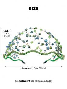 1pc Handmade Something Blue Crystal Beaded Headband, Wavy Navy Rhinestone Bridal Hair Vine Tiara For Wedding Prom Party Hairband Hair Hoop - Multicolor - View 15