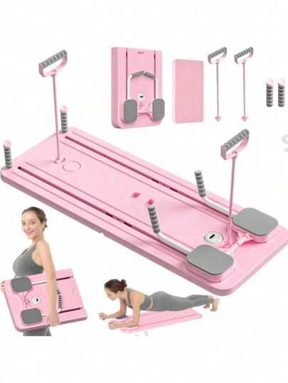 Tabla plegable de Pilates - Entrenador abdominal multifuncional, equipo de entrenamiento del core, equipo de fitness portátil para el hogar y el gimnasio, bandas negras y blancas, regalo ideal para el Día de San Valentín, el Día de la Mujer, el Día de la Madre, equipo de Pilates