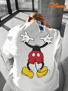 Disney Men's Casual T-Shirt, Double-Sided Mickey Mouse Print, Funny Breakthrough Design, Comfortable Soft Fabric, Ideal For Fans & Daily Wear - 白色 - 查看 2