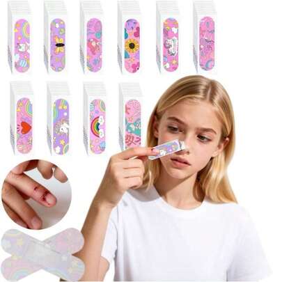 50pcs/Set Mermaid Cartoon Wound Patch, Protective Patch, Made Of Flexible PE Material, Has Strong Adhesion And Breathability, Very Suitable For Wounds And Abrasions, Helps To Close, And Is A Must-Have For Home And Outdoor Use.