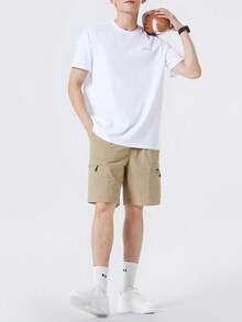 CAMEL CROWN Tricou bărbătesc pentru exterior, mânecă scurtă, primăvară/vară, protecție 3 în 1, maieu subțire din bumbac, stil american, cu mânecă jumătate - Pietrul alb - Vizualizare 3