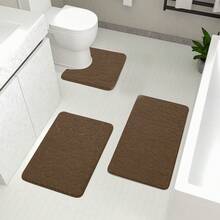 1pc/3pcs Coffee Brown Stone Embossed High Rebound Absorbent Non-Slip Bath Mat Single Set And 3-Piece Set, Bathroom Decorative Floor Mat Bath Rug Floor Carpet Outdoor Rug Door Mat Fall Decor Bathroom Accessories Back To School Entryway Decor - Coffee Brown - View 16