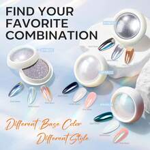 Polvo De Uñas Cromado, Polvo De Cromo Holográfico Con Espejo Metálico Perla Blanca Para Uñas, Kit De Pigmento Con Brillo De Perlas, Juegos De Decoración - 1 - Ver 3