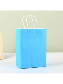 12个8英寸浅蓝色礼品袋，小号礼品袋，带提手，牛皮纸材质 - 查看 4