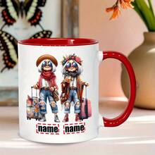 1 Personalized 11oz "Fashionable Elderly Sisters Dragging Luggage" Pattern Coffee Mug - Self-Defined Custom Name Travel Mug, 7 Color Options, Double-Sided Printed Ceramic Cup, Dishwasher And Microwave , Suitable For Hot And Cold Drinks - trắng - Xem 4