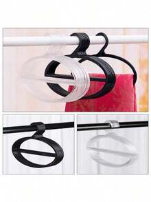 10/20pcs Oval Scarf Tie Hanger Rack, Round Clothes Hanger, Multi-Functional Garment Display Rack, Space Saving, Gender Reveal Party Supplies, Perfect Gift For Coworkers, Friends And Family, Back To School Essential - Silver - View 3