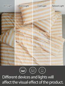 2/3件套100%纯棉条纹被套组（不含被芯） - 柔软透气，现代条纹印花床上用品套装，适用于卧室/客房，家居及宿舍必备装饰，四季皆宜的舒适床上用品套装 - 彩色 - 查看 6