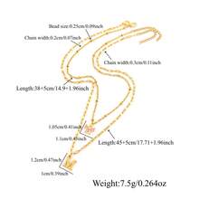 Bộ 2 chiếc mặt dây chuyền nơ chữ cái đầu thời trang mới, dây chuyền choker bằng thép không gỉ mạ vàng, kiểu dáng nhiều lớp dành cho nữ. - Vàng - Xem 2