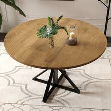 Mesa de Comedor Redonda de 47 Pulgadas para 4 Personas, Mesa de Comedor Circular de Madera, Pedestal de Metal Resistente y 4 Partes de Mesa, mesas Redondas de Cocina para Comedor, Cocina, Sala de - Marrón - Ver 5