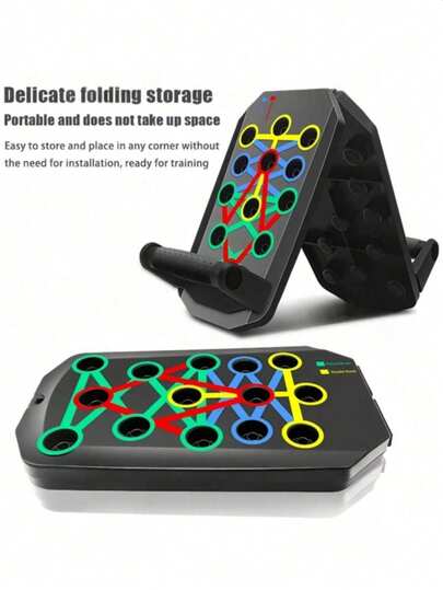 1 Set Tabla de flexiones multifuncional, equipo de fitness portátil y plegable con mango, adecuado para ejercicios de pecho, abdomen, brazos y espalda, accesorio de gimnasio