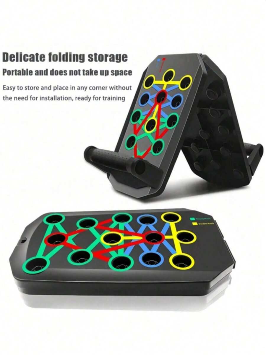 1 Set Multi-Functional Pushup Board, Portable Foldable Fitness Equipment With Handle, Suitable For Chest, Abdomen, Arms And Back Exercises, Gym Accessory - Multicolor - View 1