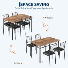 Juego de Mesa de Comedor para 4, pequeña Mesa de Cocina con sillas tapizadas, sillas de Comedor de Madera de Granja para Sala de Cocina, Espacios pequeños, Departamento - Marrón - Ver 4