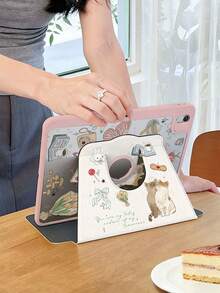 Ốp bảo vệ máy tính bảng chống sốc hình mèo hoạt hình độ phân giải cao 1 chiếc, hai mặt, tương thích với iPad 10/9/11, mặt lưng acrylic trong suốt 2025, phiên bản mới 2026, tự động bật/tắt màn hình, chân đế đa góc có khe cắm bút, thiết yếu cho văn phòng và học tập, không từ tính, quà tặng năm mới 2026, quà sinh nhật, quà mùa xuân. - Hồng - Xem 5