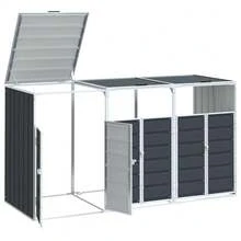 Bin Storage Unit For 3 Bins, Dark Grey, 216x81x115 Cm, Steel, Home & Garden, Household Supplies, Waste Bin Accessories, Waste Bin Covers - 深灰色 - 查看 5