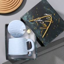 1pc Rock Ceramic Mug With Lid & Spoon, Gift Box, Luxury Style Daily Use Mug, Suitable For Leaders, Friends, Minimalist Cup - Multicolor - View 8