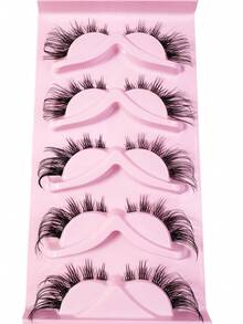 5 Pairs Cat Eye False Eyelashes, Natural Criss-Cross Style With Transparent Band, Create Natural & Lengthening Lash Look - Black - View 6