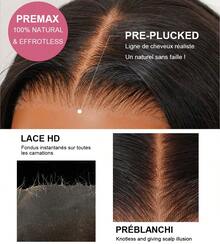 SHINEHAIR Echthaarperücken mit glattem Ansatz, vorgezupften Babyhaaren, 180 % Dichte, 13x6, 7x5, mit 360°-Front, kleberfrei, natürlicher Haaransatz, brasilianische Echthaarperücken für Damen - Natural Black - Übersicht 11