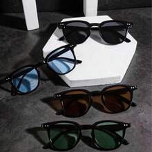 4pcs Men's Fashion Glasses, Acrylic Material, Casual Small Rectangle Ocean Style, Black Stylish Glasses, Suitable For Vacation, Outing And Outfit Matching - Multicolor - View 2