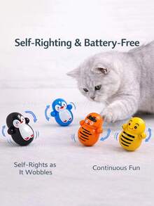 5pcs Cartoon Mini Roly-Poly Penguin, Carrot, Rabbit, Bee, Pet Cat Interactive Toys - Multicolor - View 2