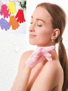 三件套去角质手套和背部按摩器套装，去角质沐浴手套，长款去角质背部按摩器（带手柄），双面可用，身体磨砂手套，身体去角质沐浴手套，身体清洁工具，圣诞节、新年、母亲节和毕业季的理想礼物 - 查看 4