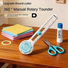 1 Piece Of 360° Mini Circular Cutter, With A Diameter Range Of 2-20 Cm. Craft Supplies, 360° Adjustable Cutter, Back To School, Stationery, School Essential. It Is A Lightweight Rotating Compass And A DIY Card Cutting Tool, Suitable For Study And Office Use. - Multicolor - View 3
