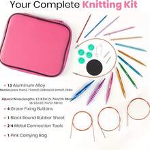 1 Set 13 Interchangeable Circular Knitting Needles - 13 Sizes Aluminum Interchangeable Knitting Needle Tips, 4 Cables, With Needle Case - Color Coded And Labeled, Ergonomic Grip, Lightweight , Suitable For Knitting, Crocheting, Weaving - Great For Beginners And Experienced Crafters - Multicolor - View 11