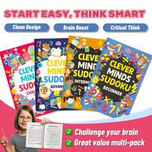 Serie de libros de acertijos Sudoku Clever Minds – Desafíos de lógica de cuadrícula numérica de varios niveles en ediciones principiante, intermedia, avanzada y de desafío para diversión de enfoque sin pantalla y práctica de pensamiento tranquilo de vuelta a la escuela - Sudoku - Ver 4