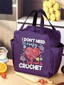Bolsa de almacenamiento tejida de gran capacidad - Diseño con cremallera, adecuada para tejer, tela - Regalo perfecto para entusiastas del tejido Bolsa de almuerzo con cierre de cremallera - Multicolor - Ver 4