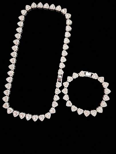 Collar unisex de hip-hop con corazón, collar con colgante de cristal en forma de corazón de 10 mm, collar clásico de moda retro punk, conjunto de joyas de collar para mujer, adecuado para fiesta o uso diario, regalo del Día de San Valentín