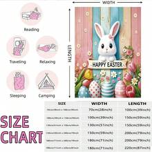 1 pieza Manta suave de franela con estampado de conejito de Pascua colorido, manta cómoda para sofá, dormitorio, estudio, cama de dormitorio, camping, regalo versátil, adecuado para todas las estaciones, excelente para niñas, niños y decoración de habitación - 2922+230MT - Ver 3