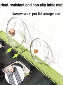 Narrow Space-Saving Kitchen Organizer Rack With Heat-Resistant Non-Slip Mat | Suitable For Gas/Induction Cooktop Utensil & Pot Lid Holder | Easy-Clean Dish Drying Rack For Home & Commercial Use | Plastic Storage Solution - Multicolor - View 1