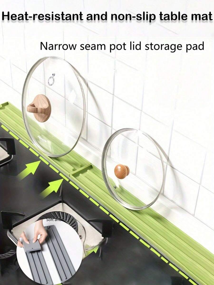 Narrow Space-Saving Kitchen Organizer Rack With Heat-Resistant Non-Slip Mat | Suitable For Gas/Induction Cooktop Utensil & Pot Lid Holder | Easy-Clean Dish Drying Rack For Home & Commercial Use | Plastic Storage Solution - Multicolor - View 1