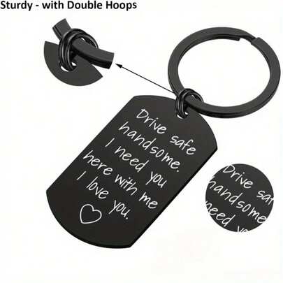 Llavero de acero inoxidable con estilo militar, llavero de coche de moda con información de conducción, llavero de metal duradero adecuado para hombres y conductores, regalo significativo para nuevos conductores y propietarios de automóviles, accesorio de llavero con diseño de etiqueta militar, llavero recordatorio de conducción, llavero de acero inoxidable de alta calidad, llavero práctico y de moda para uso diario, regalo perfecto para cumpleaños, Día del Padre, regalo festivo para amigos, familiares y colegas, decoración de coche