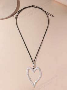 1件休闲风格金属心形吊坠项链 - 彩色 - 查看 2