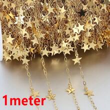 1m Fashionable Stainless Steel Star Chain, Gold Five-Pointed Star Pendant, Cross Chain Suitable For DIY Necklace, Bracelet, Anklet Jewelry Making - Chain - View 11