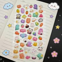 可爱幽灵一家卡通3D立体浮雕贴纸，趣味透明防水水晶贴纸 - 彩色 - 查看 12